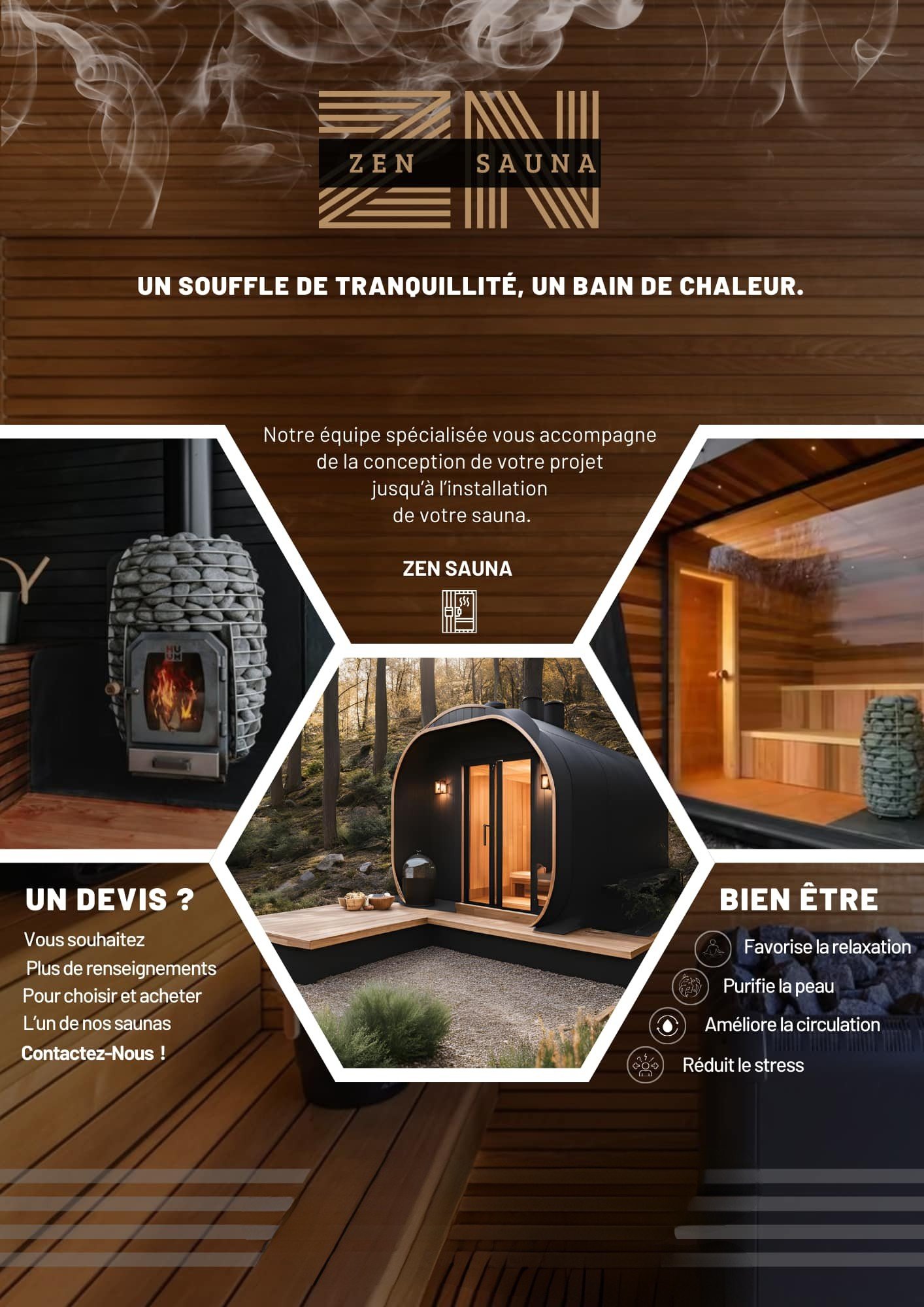 flyer installation et vente de sauna haute savoie